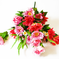искусственные цветы букет ассорти (пион, георгина, гербера) цвета красный с розовым 42