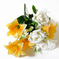 искусственные цветы роза-лилия цвета белый с желтым 13
