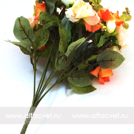 искусственные цветы маленькие розы цвета оранжевый 2