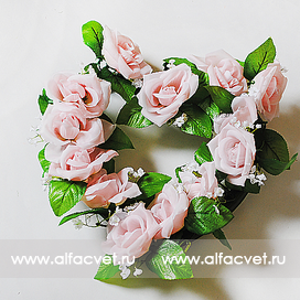 искусственные цветы сердце свадебное цвета светло-розовый 9