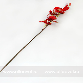 искусственные цветы ветка орхидеи с блестками цвета красный 4